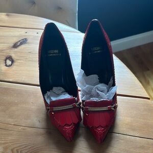 Moschino Patent Red Tassel Pumps 38